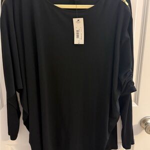 BOLD elements Black Blouse with Gold Accents